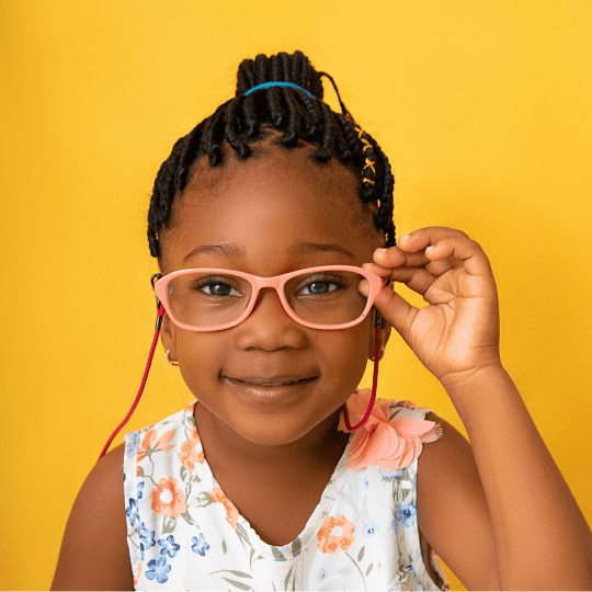 little girl with glasses